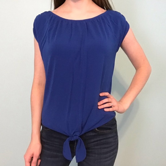 Ann Taylor Tops - Ann Taylor Blue Blouse w/ Tie Front size XS